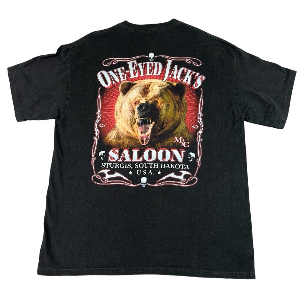 One-Eyed Jack's Saloon Sturgis Biker Short Sleeve Graphic T-Shirt‎ Men's Large